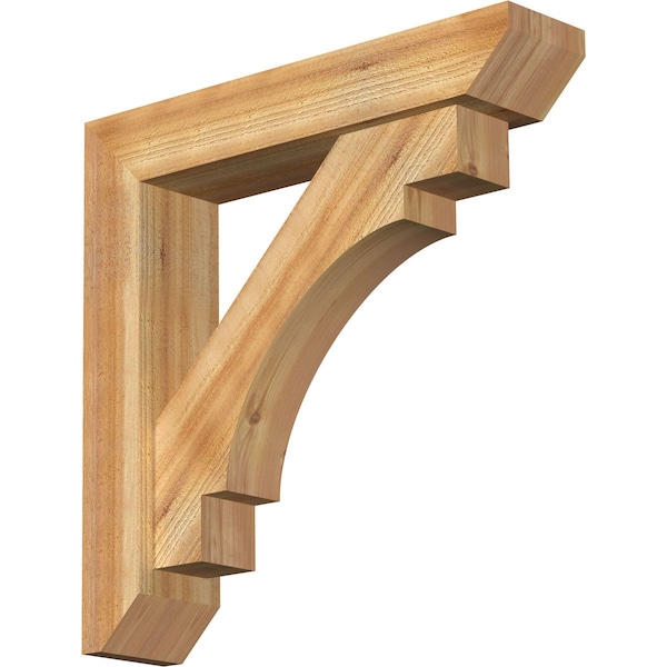 Ekena Millwork Merced Slat Rough Sawn Bracket w/ Offset Brace, Western Red Cedar, 6"W x 28"D x 28"H BKT0604X28X28MRC06RWR - main